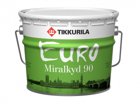 /Эмаль EURO MIRALKYD 90 база А 9л высокоглянцевая алкидная для металлических, деревянных, поверхностей внутри и вне помещений 