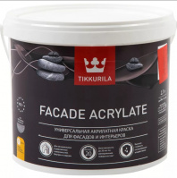 Краска Tikkurila "Фасад Акрилат" (Facade Acrylate) база С 2,7л гл/мат для фасадов и интерьеров Краска Tikkurila "Фасад Акрилат" (Facade Acrylate) база С 2,7л гл/мат для фасадов и интерьеров