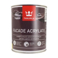 Краска Tikkurila "Фасад Акрилат" (Facade Acrylate) база А 0,9л гл/мат для фасадов и интерьеров Краска Tikkurila "Фасад Акрилат" (Facade Acrylate) база А 0,9л гл/мат для фасадов и интерьеров